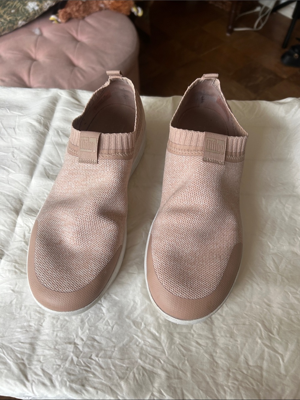 Fitflop Women's Slip-On Knit Sneakers in Blush